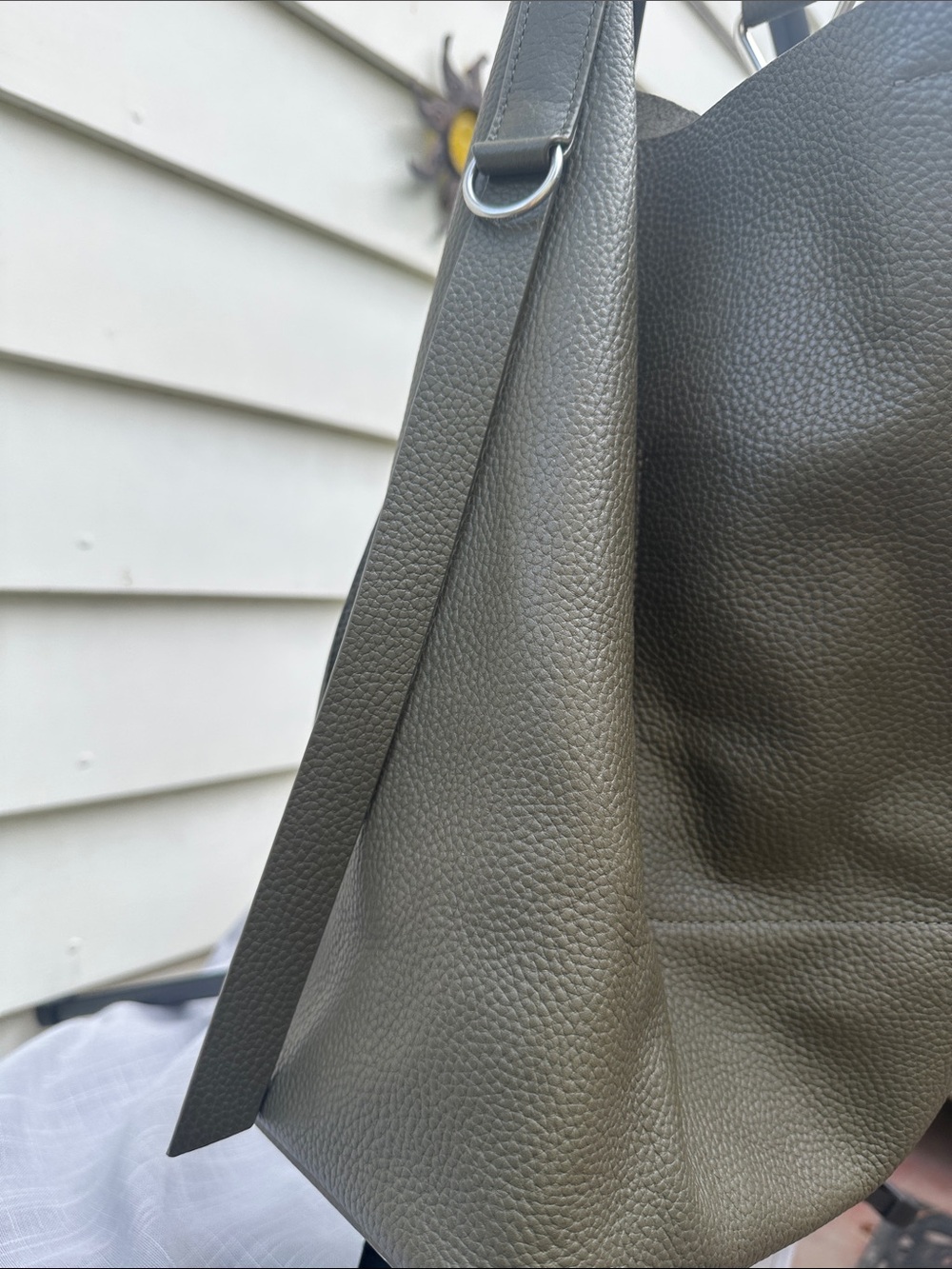 All Saints Textured Olive Green Pebbled Leather Shoulder Bag - Picture 6 of 10